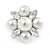 Cream Faux Pearl, Clear Crystal Clip On Earrings In Silver Tone Metal - 18mm - view 3