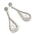 Clear Crystal White Glass Pearl Teardrop Earrings In Silver Tone Metal - 55mm L - view 2