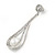 Clear Crystal White Glass Pearl Teardrop Earrings In Silver Tone Metal - 55mm L - view 6