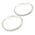 45mm Medium Clear Crystal Hoop Earrings In Silver Tone Metal - view 5