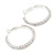 35mm Medium Clear Crystal Hoop Earrings In Silver Tone Metal - view 6