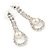 Bridal/ Prom/ Wedding Clear Crystal Pearl Teardop Earrings In Silver Plating - 40mm L - view 2
