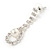 Bridal/ Prom/ Wedding Clear Crystal Pearl Teardop Earrings In Silver Plating - 40mm L - view 3