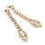Long Clear Crystal Teardrop Earrings In Gold Plating - 60mm L - view 2