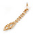 Long Clear Crystal Teardrop Earrings In Gold Plating - 60mm L - view 5