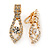 Clear Crystal Leaf Clip On Earrings In Gold Plating - 30mm L