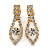 Clear Crystal Leaf Clip On Earrings In Gold Plating - 30mm L - view 2