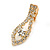 Clear Crystal Leaf Clip On Earrings In Gold Plating - 30mm L - view 3