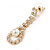 Bridal/ Prom/ Wedding Clear Crystal Pearl Teardop Earrings In Gold Plating - 40mm L - view 3