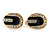 Oval Black Enamel Diamante Clip On Earrings In Gold Plated Metal - 17mm L - view 3
