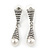 Rhodium Plated Clear Crystal, Pearl Cone Drop Earrings - 40mm L