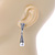 Rhodium Plated Clear Crystal, Pearl Cone Drop Earrings - 40mm L - view 3