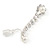 Clear Crystal, Pearl Style Bead Teardrop Clip On Earrings In Silver Tone - 45mm L - view 4
