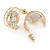 Clear CZ Half Hoop/ Creole Earrings In Gold Plating - 20mm - view 6
