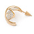 Clear CZ Half Hoop/ Creole Earrings In Gold Plating - 20mm - view 5