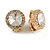 Clear Crystal Round Clip On Earrings In Gold Plating - 15mm D - view 2