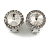 Clear Crystal Round Clip On Earrings In Silver Plating - 13mm D