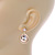 Gold Tone Textured Clear Cz Disk Drop Earrings - 30mm L - view 4