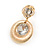 Gold Tone Textured Clear Cz Disk Drop Earrings - 30mm L - view 3