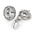 Clear Crystal Cz Oval Clip On Earrings In Silver Plating - 15mm - view 3