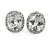 Clear Crystal Cz Oval Clip On Earrings In Silver Plating - 15mm