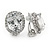 Clear Crystal Cz Oval Clip On Earrings In Silver Plating - 15mm - view 2