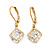Small Round Cut Cz Drop Earrings In Gold Plating with Leverback Closure - 25mm L