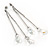 Long Silver Tone AB Crystal Bar Drop Earrings - 75mm L - view 6