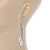 Long Silver Tone AB Crystal Bar Drop Earrings - 75mm L - view 5