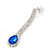 Bridal/ Prom/ Wedding Clear/ Sapphire Blue Crystal Teardrop Earrings In Silver Tone Metal - 40mm L - view 3