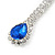 Bridal/ Prom/ Wedding Clear/ Sapphire Blue Crystal Teardrop Earrings In Silver Tone Metal - 40mm L - view 4