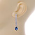Bridal/ Prom/ Wedding Clear/ Midnight Blue Crystal Teardrop Earrings In Silver Tone Metal - 40mm L - view 3