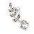 Clear Crystal Leaf Stud Earrings In Silver Plating - 30mm L - view 4