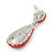 Bridal, Prom, Wedding Pave Bright Red Austrian Crystal Teardrop Earrings In Rhodium Plating - 48mm L - view 5