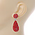 Bridal, Prom, Wedding Pave Bright Red Austrian Crystal Teardrop Earrings In Rhodium Plating - 48mm L - view 8