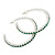 Large Emerald Green Austrian Crystal Hoop Earrings In Rhodium Plating - 6cm D - view 9