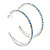 Large Sky Blue Austrian Crystal Hoop Earrings In Rhodium Plating - 6cm D - view 6