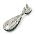 Bridal, Prom, Wedding Pave Emerald Green Austrian Crystal Teardrop Earrings In Rhodium Plating - 45mm L - view 4