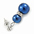 9mm Inky Blue Glass Pearl Bead With Crystal Ring Drop Earrings In Silver Tone - 30mm - view 3