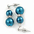9mm Teal Glass Pearl Bead With Crystal Ring Drop Earrings In Silver Tone - 30mm - view 3
