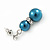9mm Teal Glass Pearl Bead With Crystal Ring Drop Earrings In Silver Tone - 30mm - view 4