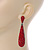 Luxury Ruby Red Swarovski Crystal Teardrop Earrings In Black Tone Metal - 75mm L - view 5