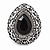 Marcasite Black/ Hematite Crystal Teardrop Clip On Earrings In Antique Silver Metal - 27mm - view 2