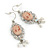 Vintage Inspired Light Pink Cameo with Pearl Bead Drop Earrings In Silver Tone - 50mm L - view 2