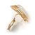 Gold Plated Cat Eye Stone Teardrop Clip On Earring - 22mm - view 4
