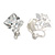 8mm Clear Cz Square Clip On Earrings In Rhodium Plating - view 2