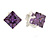 8mm Purple Cz Square Clip On Earrings In Rhodium Plating - view 2