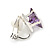 8mm Purple Cz Square Clip On Earrings In Rhodium Plating - view 3