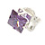 8mm Purple Cz Square Clip On Earrings In Rhodium Plating - view 4
