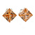 8mm Champagne Coloured Cz Square Clip On Earrings In Rhodium Plating